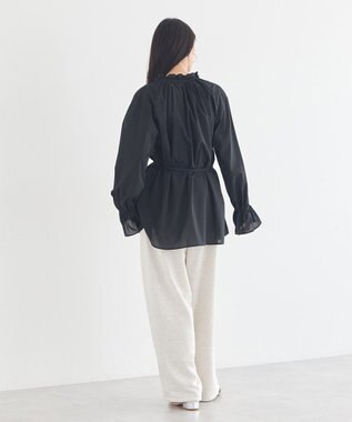 earth music&ecology 【イージーケア】TRキュプラダブルボタンフリルシャツ Black