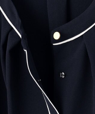 ANY SIS S 【洗える】フロントタックバイカラー ブラウス ネイビー