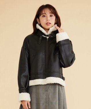 Feroux 【古畑星夏さん着用】ボアフライト ジャケット ブラック系