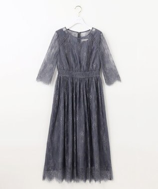 ANY SIS 【洗える】パネルレース ドレス スモーキーブルー