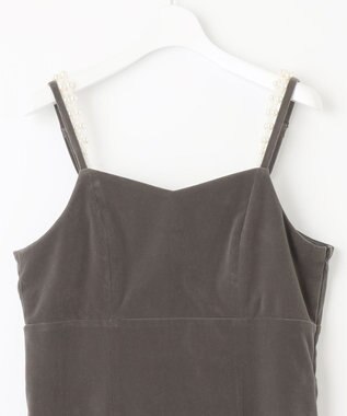 Feroux 【2WAY】パールストラップベロア ジャンスカ ライトグレー系