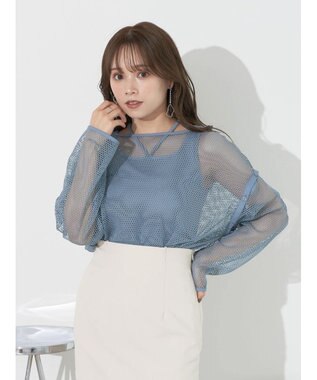 earth music&ecology ＳＥＴ２点メッシュプルオーバー＋タンクトップ Ivory