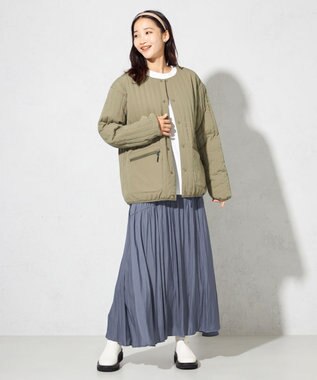 SHARE PARK LADIES 【洗える】ポリエステルシャンブレースカート ネイビー