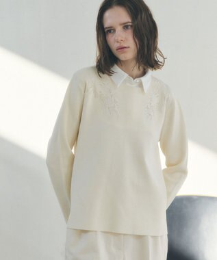 YECCA VECCA 2way襟付きレースニット