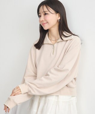 earth music&ecology ハーフジップラインプルオーバー Beige