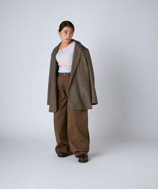 OP／FILA 【Kappa】ショート丈 ナンバーロゴ 肩ストラップロンT 杢グレー