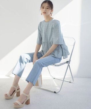 組曲 ミッドデニム パンツ ブリーチインディゴ系