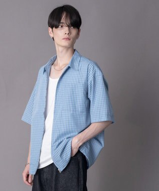 WEGO 【ユニセックス着用ITEM】ミニオンブレZIPシャツ（SS） ブルーチェック1