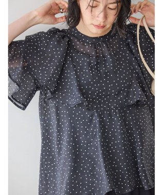 AMERICAN HOLIC 接触冷感シアーフリルブラウス Dot