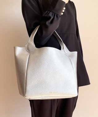 Hekhèr Le Style de Vie 新素材・新色【日本製/セレモニーにも】シュリンクレザー ハンドバッグ medium シルバ－ シルバー