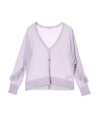 earth music&ecology 袖フリルシアーカーディガン Purple