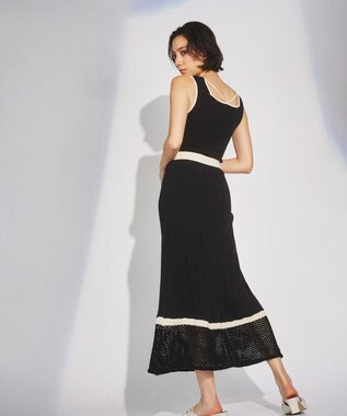 GRACE CONTINENTAL メッシュヘムニットワンピース ブラック