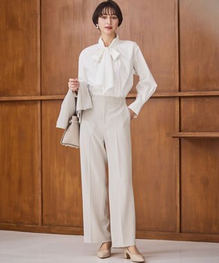 23区 L 【VERY3月号掲載/セットアップ対応】トリアセダブルジョーゼット フルレングス パンツ ベージュ系