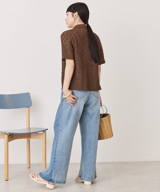 AMERICAN HOLIC 半袖襟付きレースカーディガン Brown
