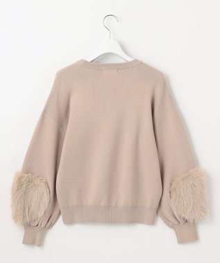 Feroux 【洗える】ファースリーブ ニットプルオーバー ベージュ系