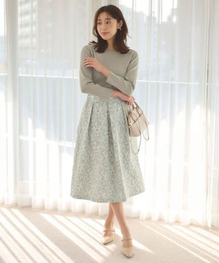 Feroux 【セットアイテム】ニット×ジャガードスカート セット ライトグリーン系