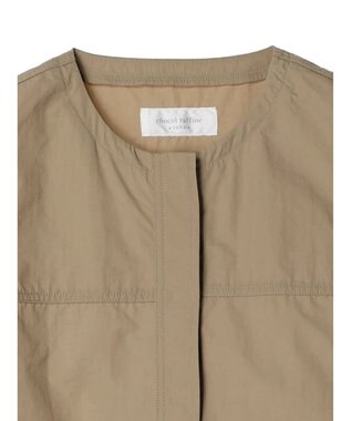 Green Parks ノーカラーミリタリーベスト Beige