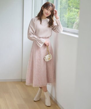 Feroux 【洗える】バイカラー ブラウス ベージュ系