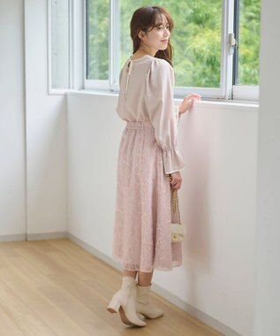 Feroux 【洗える】バイカラー ブラウス ベージュ系