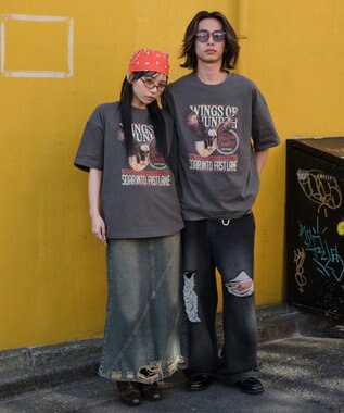 WEGO 【ユニセックス着用ITEM/SMLサイズ展開】ヴィンテージライクグラフィックT（SS） 柄1