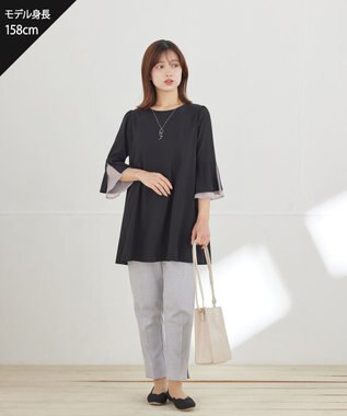 Tiaclasse 麻調テーパードパンツ サックスグレー