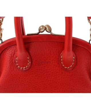 genten ミネルヴァキッコ 口金ショルダーバッグ アカ