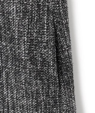 ICB L スパングルツイード ノーカラーコート ブラック×オフホワイト系