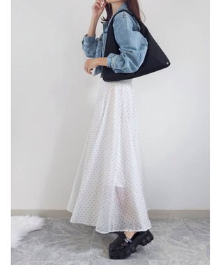 Green Parks AnriettMusee ドットフレアーロングスカート Off White