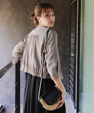 Tiaclasse ラフィアショルダーバッグ ブラック