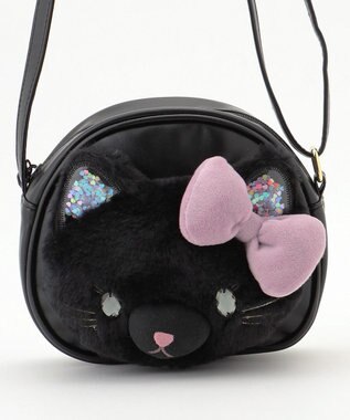 ANY KIDS ふわふわネコポシェット ブラック