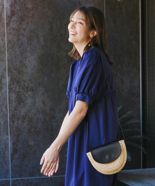 Tiaclasse ラフィアショルダーバッグ ブラック