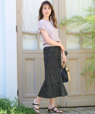 ANY SIS L 【美人百花6月号掲載】フレンチスリーブニット Tシャツ ローズグレー