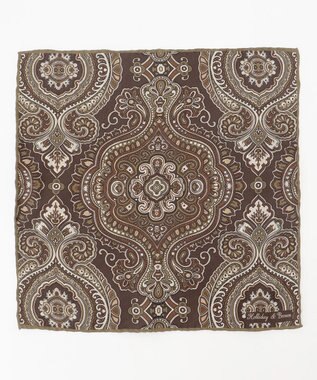 JOSEPH ABBOUD 【イタリア製・Holliday&Brown】ビッグペイズリープリント ポケットチーフ ダークブラウン系6