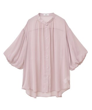 earth music&ecology バルーンスリーブシアーシャツ Pink