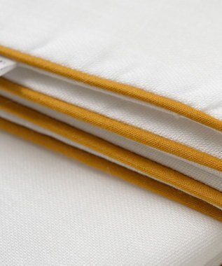 京和晒綿紗 ガーゼバスタオル　白5重合わせ マスタードバイアス