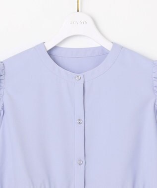 ANY SIS 【洗える】ギャザースリーブ ブラウス ライトブルー