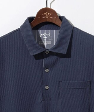 JOSEPH ABBOUD MOUNTAIN 【MADE IN JAPAN/吸水速乾】ダイヤモンドワッフル アウトドア ポロシャツ ネイビー系
