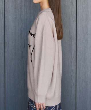 Tiaclasse 【洗える】テープ刺繍ロゴニットトップス ベージュ