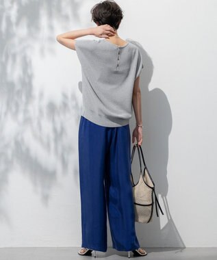 23区 S 【洗える】コットンアセテート オーバーサイズ ニット ライトグレーラメ