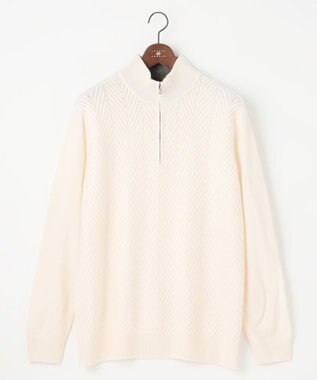 JOSEPH ABBOUD 【キングサイズ】カシミヤブレンド ハイネック ZIP プルオーバーニット ホワイト系