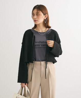 Green Parks ポコポコショート丈カーディガン Black