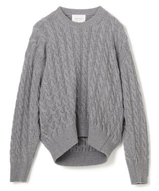BEIGE， 【洗える】SEDONA / ウールカシミヤケーブルニット Gray