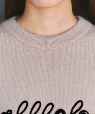 Tiaclasse 【洗える】テープ刺繍ロゴニットトップス ベージュ