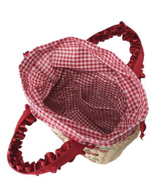 Maison de FLEUR チェリー刺繍メイズカゴバッグ Red