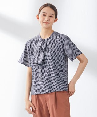 J.PRESS LADIES 【2WAY】幾何プリント ボウタイ カットソー ネイビー系5