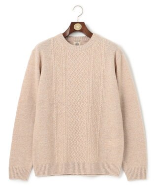 J.PRESS MEN 【Cash Lamb's Wool】ケーブルクルーネック ニット ベージュ系