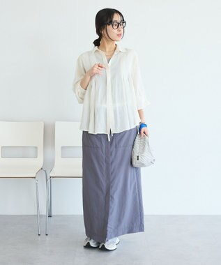 CRAFT STANDARD BOUTIQUE ナイロンダブルウエストIラインスカート Gray