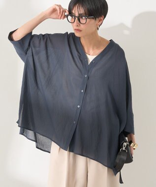 AMERICAN HOLIC 【接触冷感】Ｖネックシアー半袖ＢＩＧシャツ Navy