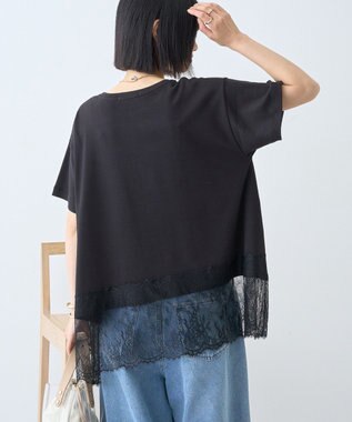 AMERICAN HOLIC 裾レース半袖プルオーバー Black
