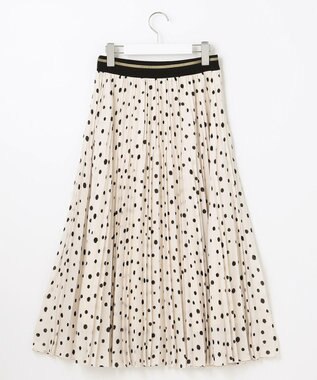 自由区 【セットアップ可】ドットプリント プリーツスカート ベージュ系5